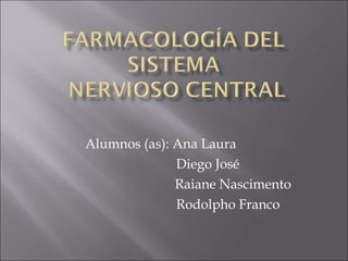 Alumnos (as): Ana Laura  Diego José Raiane Nascimento  Rodolpho Franco 