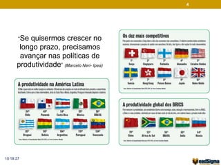 4 
“Se quisermos crescer no 
longo prazo, precisamos 
avançar nas políticas de 
produtividade” (Marcelo Neri- Ipea) 
10:18:27 
 