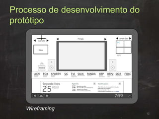 Processo de desenvolvimento do
protótipo
12
Wireframing
 