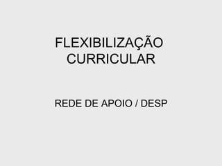 FLEXIBILIZAÇÃO
CURRICULAR
REDE DE APOIO / DESP
 