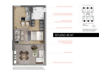 AV. PRES. JUSCELINO KUBITSCHEK

AQUECIMENTO CENTRAL DE ÁGUA

6

5

4

ÁGUA QUENTE NA COZINHA E BANHEIRO,
COM MISTURADORES MONOCOMANDOS

INFRAESTRUTURA DO
AR CONDICIONADO* SERÁ ENTREGUE

1

2

3

RUA MINISTRO JESUÍNO CARDOSO

PISO COM ISOLAMENTO ACÚSTICO
*CONDENSADORA DO AR CONDICIONADO
PODE SER INSTALADA NA VARANDA
TÉCNICA, FORA DO APARTAMENTO.

STUDIO 45 M2
CAIXILHOS ATENDEM À NORMA
DE DESEMPENHO ACÚSTICO
E COM GRANDE VÃO

AMPLO TERRAÇO

ILUMINAÇÃO DE PISO COM LED ENTREGUE

PLANTA-TIPO DE 45,80 M2. OS MÓVEIS SUGERIDOS POSSUEM DIMENSÕES COMERCIAIS, NÃO
FAZENDO PARTE DO CONTRATO DE AQUISIÇÃO. AS MEDIDAS SÃO DE FACE A FACE DAS PAREDES
ACABADAS. OS PONTOS EXATOS DE VIGAS, PILARES E INSTALAÇÕES ELÉTRICAS E HIDRÁULICAS
PREVALECENTES SERÃO AQUELES QUE CONSTAREM NOS RESPECTIVOS PROJETOS DE EXECUÇÃO.

 