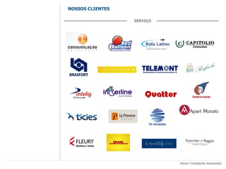 NOSSOS CLIENTES

                  SERVIÇO




                            Vector Contadores Associados
 