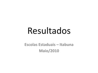 Resultados Escolas Estaduais – Itabuna Maio/2010 