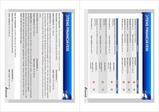 ITENS FINANCIÁVEIS

ITENS FINANCIÁVEIS

 