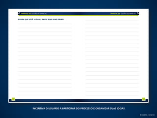 Incentiva o usuário a participar do processo e Organizar suas ideias

                                                                       © Gabriel Meneses
 