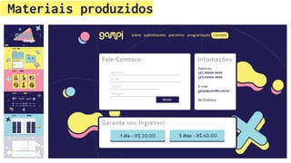 Materiais produzidos
 