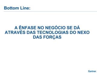 Bottom Line:
A ÊNFASE NO NEGÓCIO SE DÁ
ATRAVÉS DAS TECNOLOGIAS DO NEXO
DAS FORÇAS
 