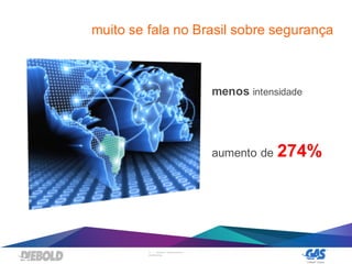 10 | DIEBOLD, INCORPORATED –
CONFIDENTIAL
muito se fala no Brasil sobre segurança
menos intensidade
aumento de 274%
 