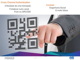 22 | DIEBOLD, INCORPORATED –
CONFIDENTIAL
Cross Channel Authentication
Criticidade de uma transação
Fortalecer outro canal
Push ou QRCODE
Engenharia Social
E-mails falsos
Combate
 