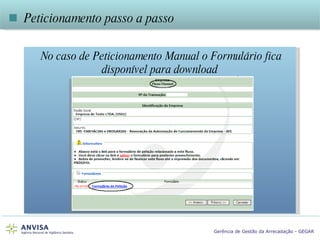    Peticionamento passo a passo No caso de Peticionamento Manual o Formulário fica disponível para download 