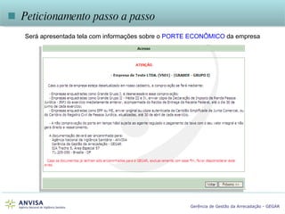 Será apresentada tela com informações sobre o  PORTE ECONÔMICO  da empresa    Peticionamento passo a passo 