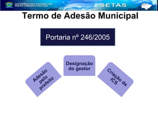 Termo de Adesão Municipal
Portaria nº 246/2005

Designação
do gestor

 