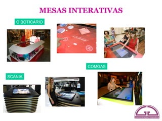 MESAS INTERATIVAS
   O BOTICÁRIO




                     COMGAS

SCANIA
 
