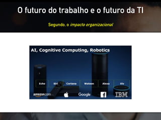 Segundo, o impacto organizacional
O futuro do trabalho e o futuro da TI
 