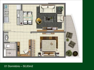 01 Dormitório – 50,83m2
 
