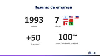 Resumo da empresa
+50
Empregados
100~
Países (milhares de sistemas)
1993
Fundada
7
Posições
 