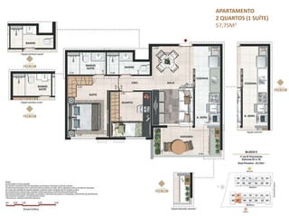 APARTAMENTO
2 QUARTOS (1 SUÍTE)
57,75M2
 