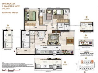 COBERTURA DE
3 QUARTOS (1 SUÍTE)
148,23M2
Pavimento inferior
 