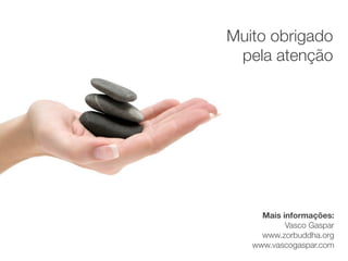 Muito obrigado
 pela atenção




     Mais informações:
           Vasco Gaspar
     www.zorbuddha.org
   www.vascogaspar.com
 