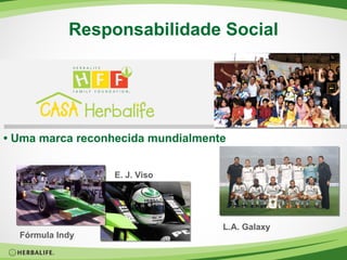 Responsabilidade Social •  Uma marca reconhecida mundialmente E. J. Viso Fórmula Indy L.A. Galaxy 