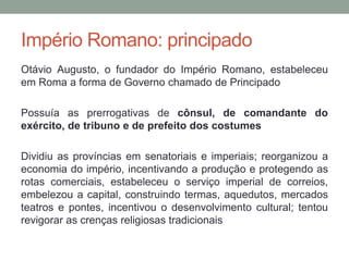 Após a morte dos Graco, houve em Roma a polarização política seguida da radicalização nas lutas governamentais, e a República Romana entrou em criseEm 60 a.C., o senado acabou elegendo três fortes políticos ao Consulado: Júlio César, Pompeu e Crasso que governaram juntos no chamado Primeiro Triunvirato dividindo entre si os domínios romanosCrassomorreu combatendo na Pérsia e Pompeu eleito cônsul único destituindo César do comando militar da Gália (França). César ganhou a briga, mas em 44 a.C. foi assassinado a punhaladas no senado. Marco Antônio, Otávio e Lépido formaram o Segundo Triunvirato. A vitória de Otávio sobre Marco Antônio representou a passagem da República para o Império Romano.