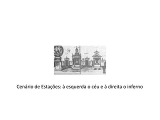 Cenário de Estações: à esquerda o céu e à direita o inferno