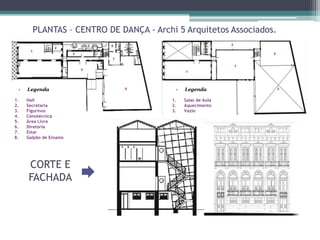 CENTRO DE DANÇAArchi 5 Arquitetos Associados.Sala de AulaDestaque as aberturas na parede central do sobrado, à direitaConstrução, que no final do século 19 foi a residência do pintor Victor Meirelles, sobrado oitocentista de estilo eclético , no bairro da Glória, foi eleito pelos arquitetos do escritório carioca Archi 5 para abrigar a nova sede da companhia de dança de Deborah Colker. A escolha do imóvel se revelou adequada não só às demandas do programa, mas também às solicitações da bailarina e coreógrafa em relação a fácil acessibilidade, preservação arquitetônica e revitalização cultural de trecho do núcleo histórico da cidade.“O projeto simboliza a relação entre passado e presente, característica de toda criação artística”, declara o arquiteto Bruno Fernandes. 