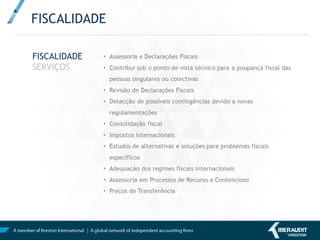 REPRESENTANTE
DA KRESTON
A IBERAUDIT Kreston representa em
Portugal, Espanha e Andorra a rede
mundial de auditores Kreston
International, que conta com
quarenta anos de experiência,
dispõe mais de 600 escritórios
distribuídos por 100 países e a sua
equipa integra 20.000 profissionais
de elevada qualificação.
Kreston Internacional é uma
network mundial fundada em 1971,
que oferece serviços de auditoria e
consultoria de qualidade através de
sociedades localizadas por todo o
mundo.
Presença em mais
de 100 países,
com 600
escritórios e
21.000
profissionais
Nº 13
A NIVEL MUNDIAL
Kreston International está
atualmente dentro das 13 principais
firmas de contabilidade e auditoria
a nível mundial segundo a
“International Accounting Bulletin”
World Survey, 2014.
 