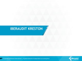 QUEM SOMOS
A IBERAUDIT Kreston, com presença
em Portugal, Espanha e Andorra,
conta com um longo historial
profissional no sector da auditoria e
da consultoria. Nos últimos anos, o
grupo tem experienciado um forte
crescimento, graças à confiança e
apoio dos seus clientes, que lhe
permitiram situar-se entre os
primeiros lugares do ranking das
empresas espanholas de auditoria.
O principal objectivo da empresa é
oferecer a máxima qualidade nos
serviços de auditoria, consultoria e
assessoria fiscal para médias e
grandes empresas, assim como para
o sector público. A IBERAUDIT
Kreston conta com uma equipa de
400 profissionais com representação
em diferentes escritórios localizados
em Lisboa, Madrid, Valência,
Barcelona, Saragoça, Palma de
Maiorca, Gijón, Sevilha, Málaga,
Corunha, Alicante, Granada,
Palencia e Bilbao, e Andorra.
EQUIPAS
PROFISSIONAIS
O melhor e mais reconhecido ativo do
Grupo de sociedades, corresponde ao
nível pessoal e profissional que integra
as suas equipas: num total de 400
profissionais com vasta experiência
para poder dar resposta a qualquer
tema relacionado com a realidade
ctual económico-financeiro-social das
empresas.
Cada sociedade conta com equipas de
auditores e consultores, com grau
universitário, que dispõem de suportes
informáticos e bibliográficos, que lhes
permitem o acesso a informação
técnica atualizada e a dados da
empresa auditada em tempo real.
Qualidade e
Competência
400 profissionais
qualificados
 