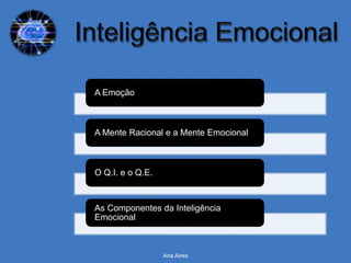 A Emoção



A Mente Racional e a Mente Emocional



O Q.I. e o Q.E.



As Componentes da Inteligência
Emocional



       ...