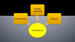 Transferência	
  
Estabilização	
  
Flexão/
extensão	
  
Rotação	
  
 