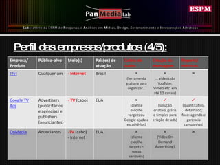Perfil das empresas/produtos (4/5): 