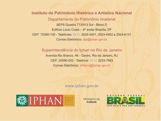 Apresentação Patrimônio Imaterial - Salvaguarda da Capoeira IPHAN RJ