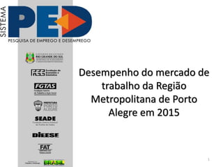 Desempenho do mercado de
trabalho da Região
Metropolitana de Porto
Alegre em 2015
1
 