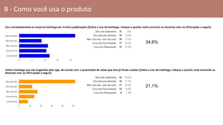 B - Como você usa o produto
34,6%
21,1%
 