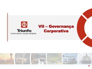VII – Governança
Corporativa
32
 
