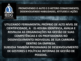 www.el-kouba.com.br
VENCENDO DESAFIOS® EM VENDAS
O treinamento ao ar livre que vai direto ao ponto-chave:
técnicas de vendas e motivação da equipe.
O Vencendo Desafios® em Vendas é uma ótima opção para
energizar seu time. O treinamento tem um objetivo claro: melhorar
os resultados e atingir as metas em vendas. Para isso, prepara e
desenvolve as pessoas com um ferramental técnico em vendas,
seguido por práticas que fixam e avaliam a compreensão das
mesmas.
O alinhamento com as metas organizacionais e setoriais, a
integração dos participantes, a familiaridade com os produtos e
com o segmento de atuação da empresa, o atendimento ao cliente,
a negociação, a motivação e a superação de limites pessoais estão
na linha de frente do Vencendo Desafios® em Vendas.
 