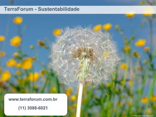 TerraForum - Sustentabilidade




 www.terraforum.com.br

     (11) 3088-6021
                                Photo: flickr.com/neumeyer
 