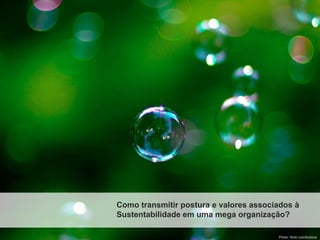 Como transmitir postura e valores associados à
Sustentabilidade em uma mega organização?

                                        Photo: flickr.com/kubina
 