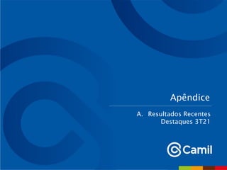 Apêndice
A. Resultados Recentes
Destaques 3T21
 