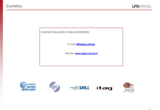 Contatos
CONTATO RELAÇÕES COM INVESTIDORES
E mail: ri@lopes.com.br
Website: www.lopes.com.br/ri
60
 