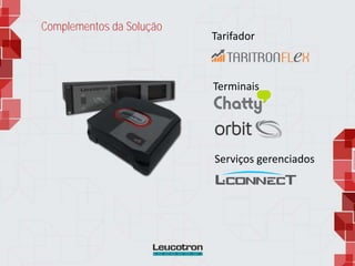 Complementos da Solução
Tarifador
Terminais
Serviços gerenciados
 