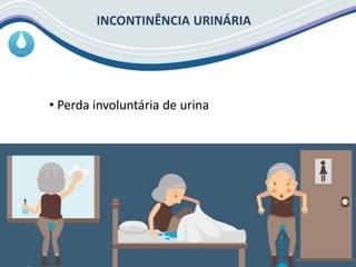 INCONTINÊNCIA URINÁRIA
• Perda involuntária de urina
 