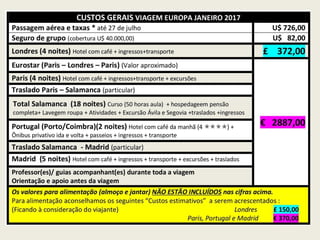 Viagem Europa Intercâmbio Janeiro 2017