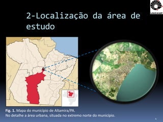 2-Localização da área de
            estudo




Fig. 1. Mapa do município de Altamira/PA.
No detalhe a área urbana, situada no extremo norte do município.
                                                                   4
 