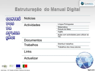 Estruturação  do Manual DigitalJoão Areias – CET Gestão de Redes e Sistemas Informáticos