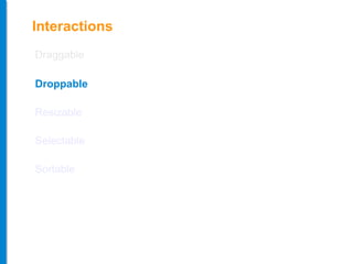 Draggable Droppable Resizable Selectable Sortable Interactions 