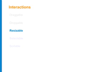 Draggable Droppable Resizable Selectable Sortable Interactions 