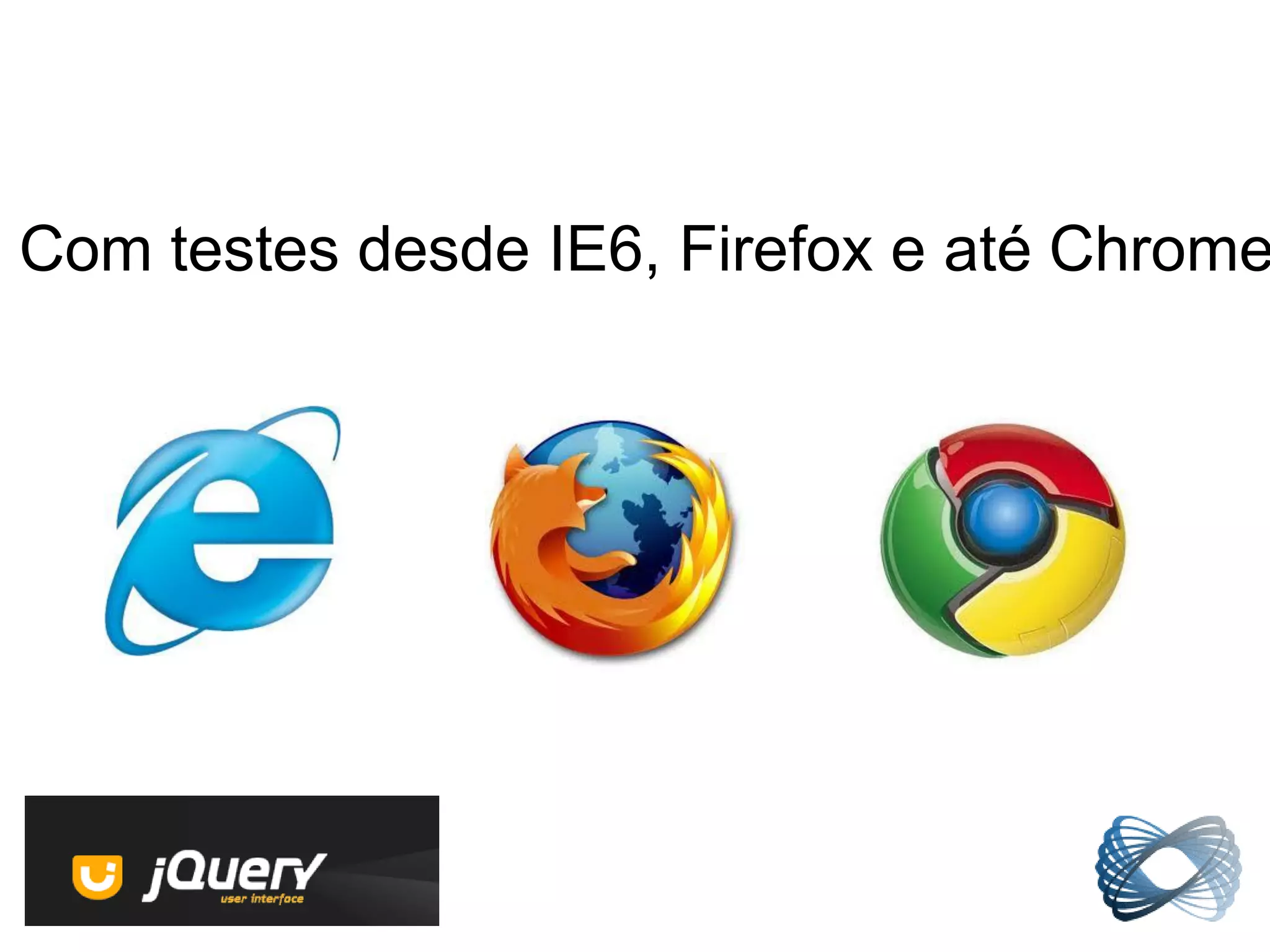 Com testes desde IE6, Firefox e até Chrome
 