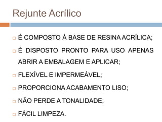 Rejunte Acrílico


É COMPOSTO À BASE DE RESINA ACRÍLICA;



É DISPOSTO PRONTO PARA USO APENAS
ABRIR A EMBALAGEM E APLICAR;



FLEXÍVEL E IMPERMEÁVEL;



PROPORCIONA ACABAMENTO LISO;



NÃO PERDE A TONALIDADE;



FÁCIL LIMPEZA.

 